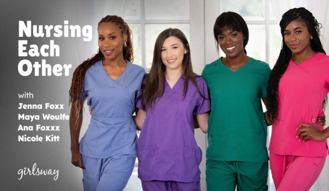 Nicole Kitt, Jenna Foxx, Maya Woulfe, Ana Foxxx - Nursing Each Other FullHD 1080p